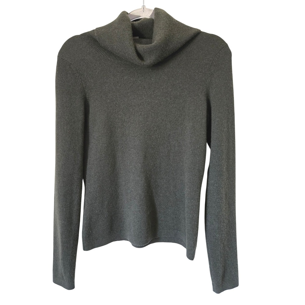 Ann Taylor Womens Small Green 100% Cashmere Turtleneck Sweater Long Sleeve